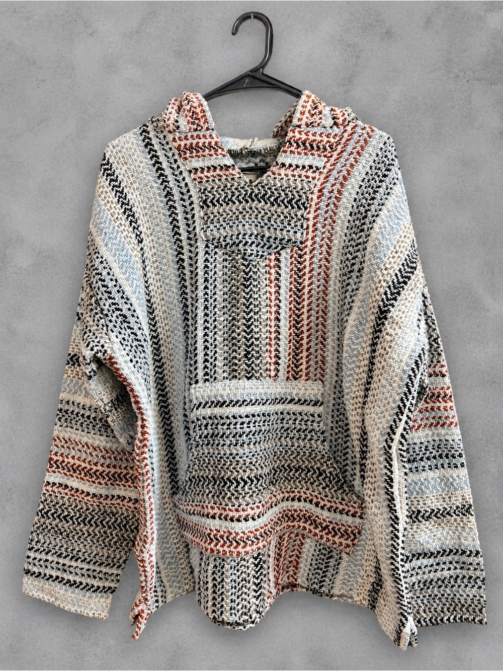 Baja Joe Baja Hoodie XL Pullover Drug Rug Hooded Sweater Mexican Blanket NWT